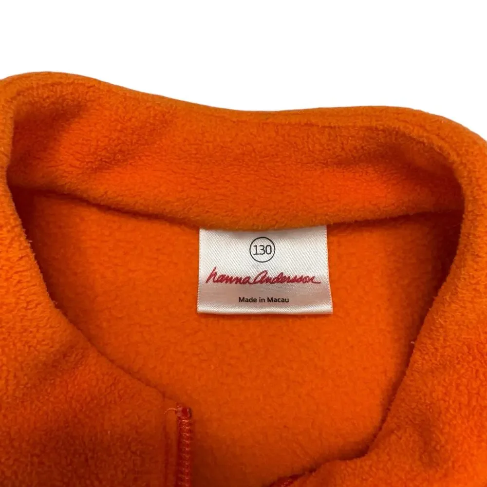HANNA ANDERSSON Orange Fleece 1/4 Zip Pullover Sweatshirt Size 8 130 Kids Unisex